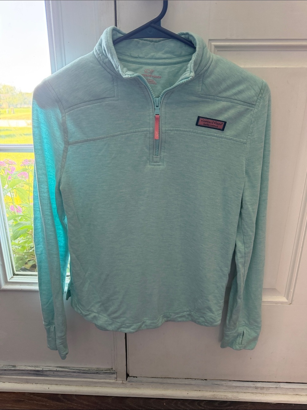Vineyard Vines Girls Light Aqua Quarter-Zip Pullover
